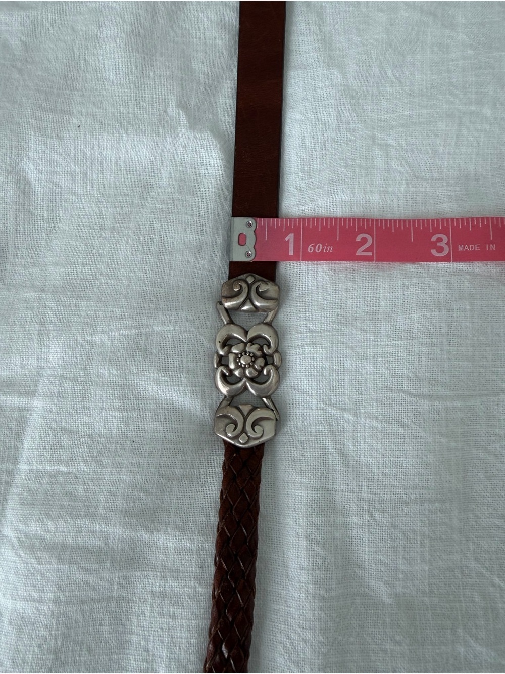 Vintage Olga Santini Concha Hip Belt Leather Braided Brown 90s Boho Y2K Western - Picture 15 of 15